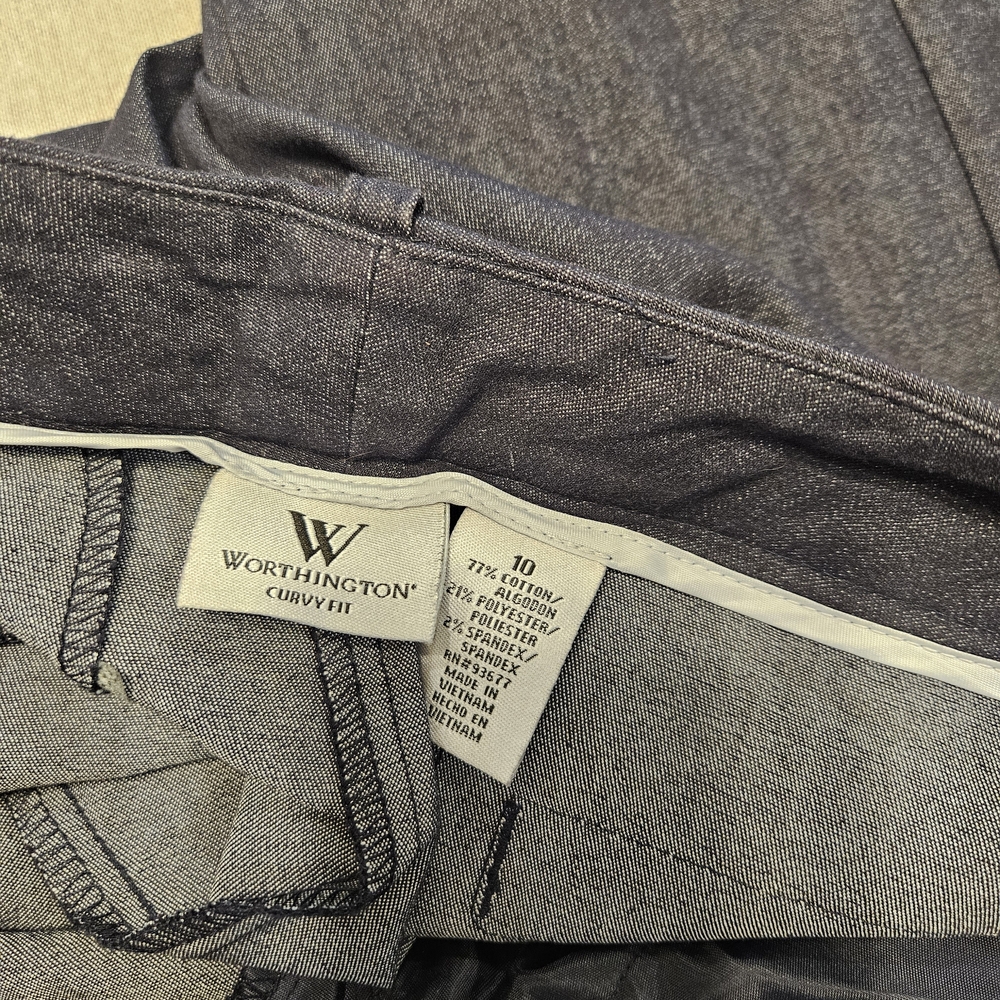 Worthington Curvy Fit Wide Leg Navy Pants
